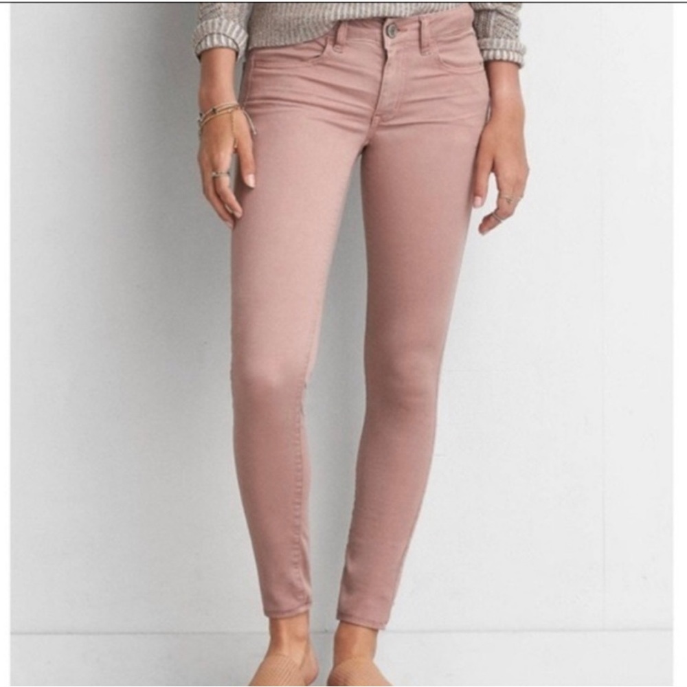 American Eagle Womens  AEO Sateen Super Stretch Jegging Size 6 Regular D Rose